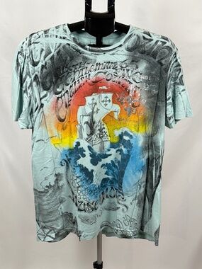 Vintage House of Howe XL Y2K Black Moon Rising Buckle Graphic Tee